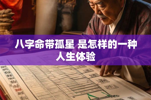 八字命带孤星 是怎样的一种人生体验