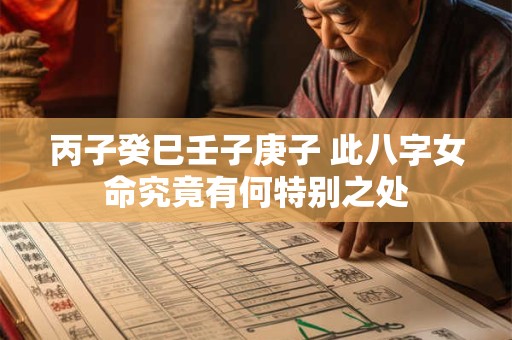 丙子癸巳壬子庚子 此八字女命究竟有何特别之处