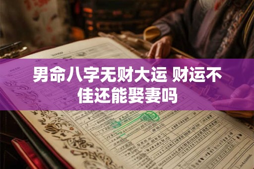 男命八字无财大运 财运不佳还能娶妻吗