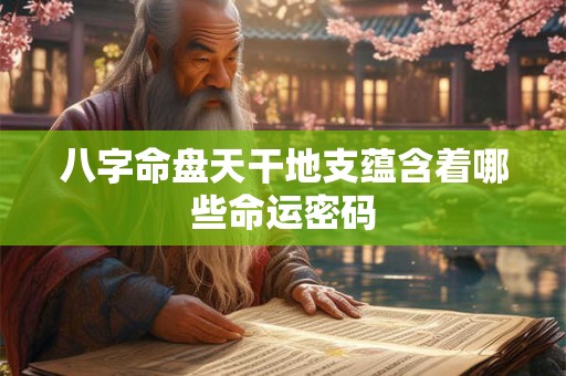 八字命盘天干地支蕴含着哪些命运密码