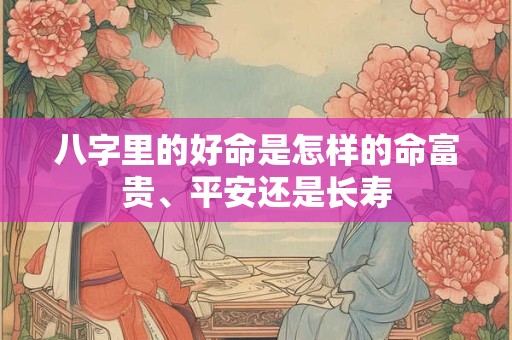 八字里的好命是怎样的命富贵、平安还是长寿