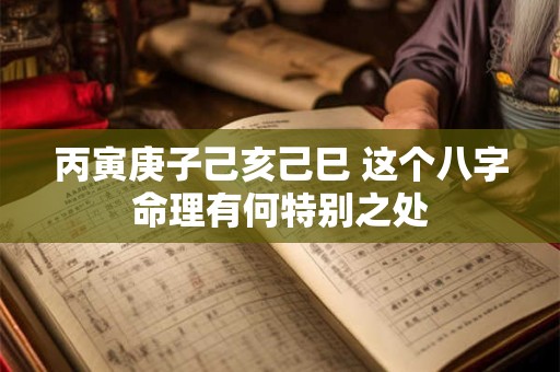 丙寅庚子己亥己巳 这个八字命理有何特别之处