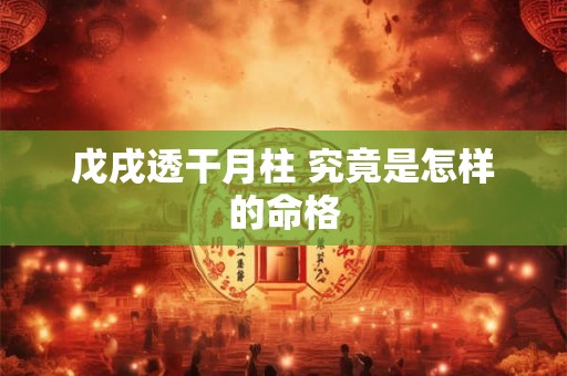 戊戌透干月柱 究竟是怎样的命格