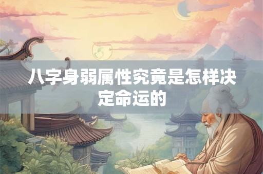 八字身弱属性究竟是怎样决定命运的