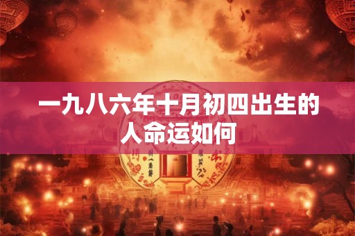 一九八六年十月初四出生的人命运如何