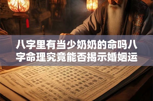 八字里有当少奶奶的命吗八字命理究竟能否揭示婚姻运势