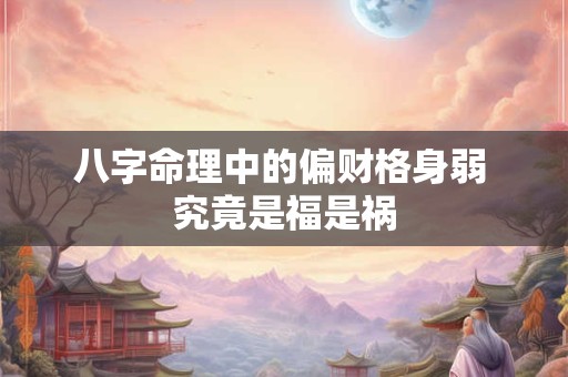 八字命理中的偏财格身弱 究竟是福是祸