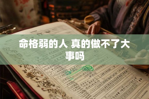 命格弱的人 真的做不了大事吗