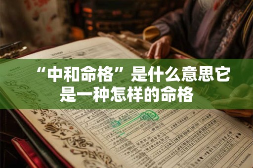 “中和命格”是什么意思它是一种怎样的命格