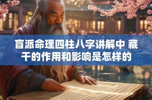 盲派命理四柱八字讲解中 藏干的作用和影响是怎样的