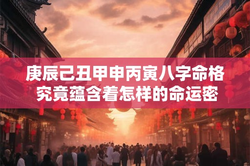 详细阅读:庚辰己丑甲申丙寅八字命格 究竟蕴含着怎样的命运密码 庚辰己丑甲申丙寅八字命格 究竟蕴含着怎样的命运密码