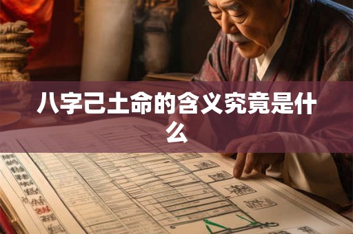 八字己土命的含义究竟是什么