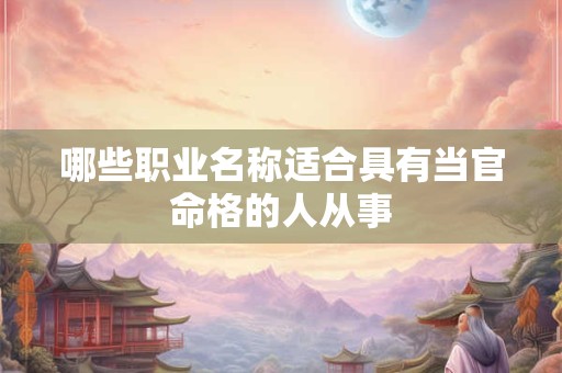 哪些职业名称适合具有当官命格的人从事