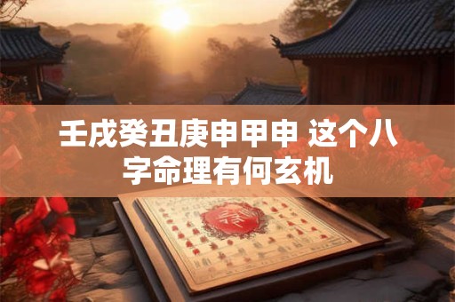 壬戌癸丑庚申甲申 这个八字命理有何玄机