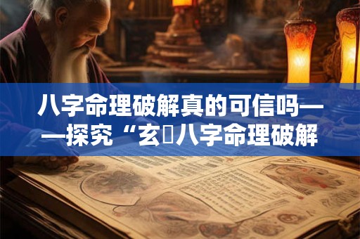 八字命理破解真的可信吗——探究“玄燊八字命理破解”的科学性