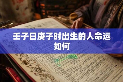 壬子日庚子时出生的人命运如何