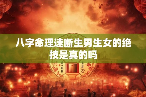 八字命理速断生男生女的绝技是真的吗