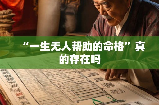 “一生无人帮助的命格”真的存在吗