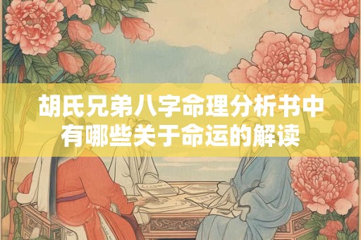 胡氏兄弟八字命理分析书中有哪些关于命运的解读