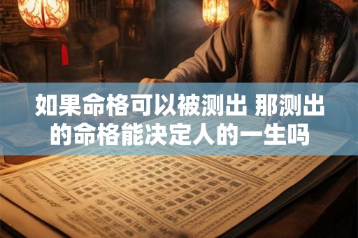 如果命格可以被测出 那测出的命格能决定人的一生吗