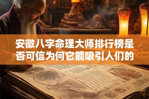 安徽八字命理大师排行榜是否可信为何它能吸引人们的关注