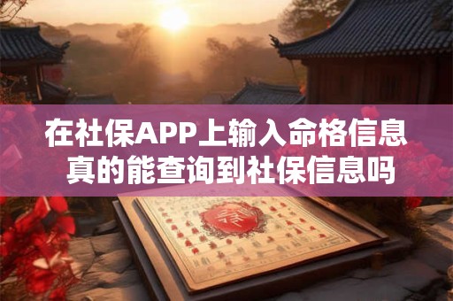 在社保APP上输入命格信息 真的能查询到社保信息吗 在社保APP上输入命格信息 真的能查询到社保信息吗