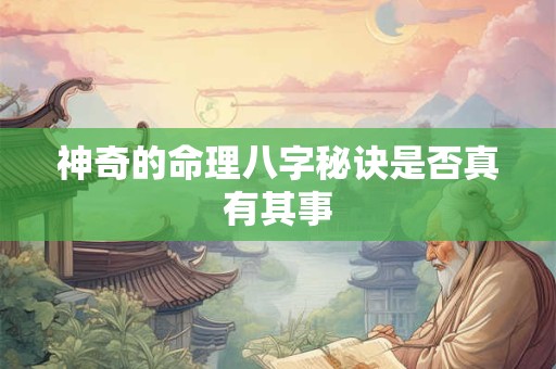 神奇的命理八字秘诀是否真有其事
