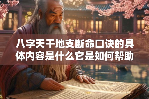 八字天干地支断命口诀的具体内容是什么它是如何帮助人们预测命运的