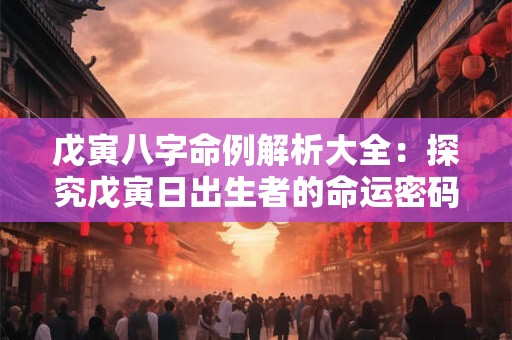 戊寅八字命例解析大全：探究戊寅日出生者的命运密码