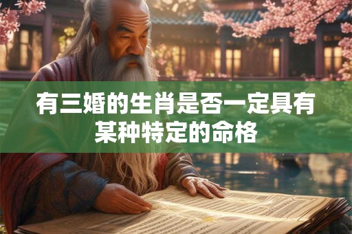有三婚的生肖是否一定具有某种特定的命格