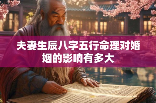 夫妻生辰八字五行命理对婚姻的影响有多大