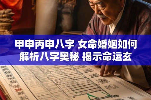 甲申丙申八字 女命婚姻如何解析八字奥秘 揭示命运玄机 甲申丙申八字 女命婚姻如何解析八字奥秘 揭示命运玄机