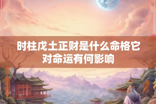 时柱戊土正财是什么命格它对命运有何影响