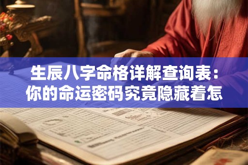 生辰八字命格详解查询表：你的命运密码究竟隐藏着怎样的玄机