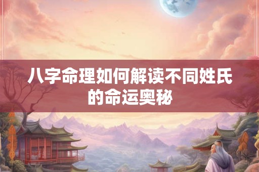 八字命理如何解读不同姓氏的命运奥秘