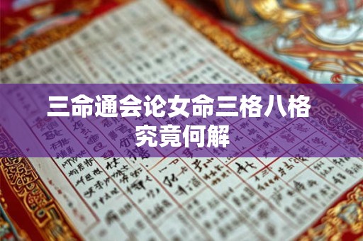 三命通会论女命三格八格 究竟何解