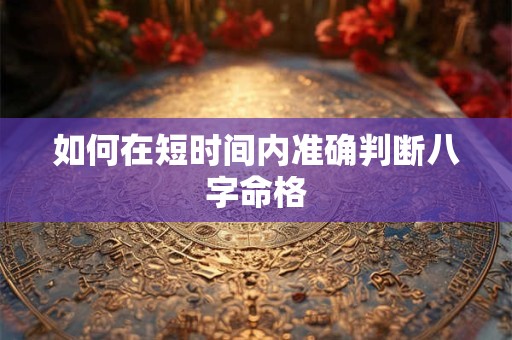 如何在短时间内准确判断八字命格