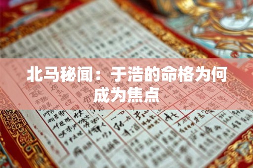 北马秘闻：于浩的命格为何成为焦点