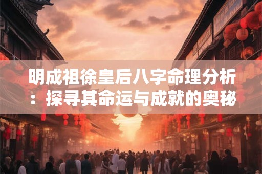 明成祖徐皇后八字命理分析：探寻其命运与成就的奥秘