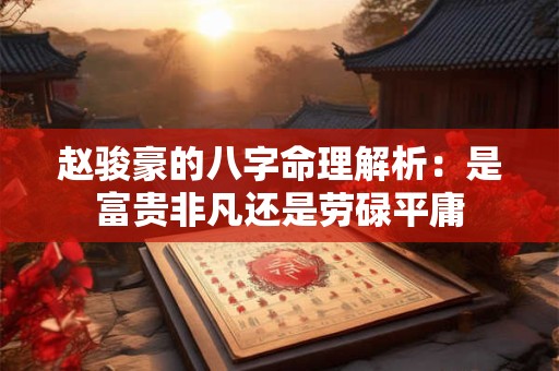 赵骏豪的八字命理解析：是富贵非凡还是劳碌平庸