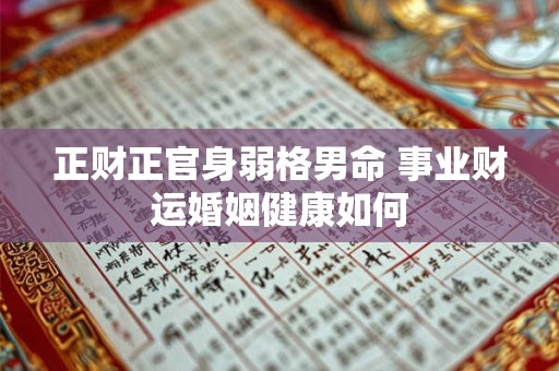 正财正官身弱格男命 事业财运婚姻健康如何 正财正官身弱格男命 事业财运婚姻健康如何