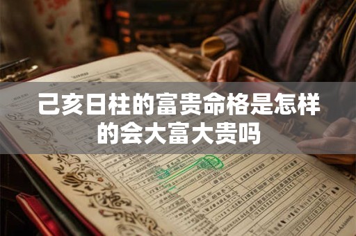 己亥日柱的富贵命格是怎样的会大富大贵吗