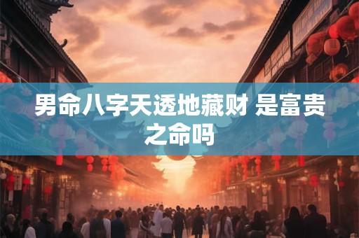 男命八字天透地藏财 是富贵之命吗