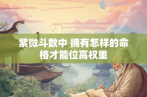 紫微斗数中 拥有怎样的命格才能位高权重