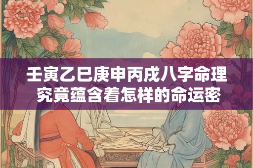 壬寅乙巳庚申丙戌八字命理 究竟蕴含着怎样的命运密码