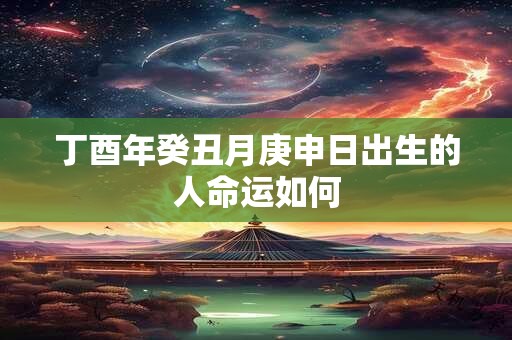 丁酉年癸丑月庚申日出生的人命运如何