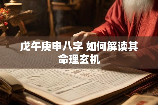 戊午庚申八字 如何解读其命理玄机