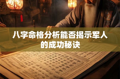 八字命格分析能否揭示军人的成功秘诀