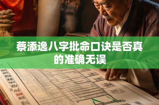 蔡添逸八字批命口诀是否真的准确无误