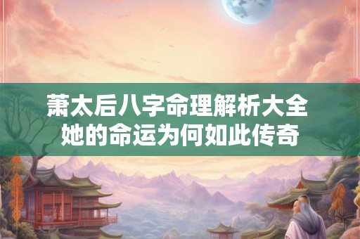 萧太后八字命理解析大全 她的命运为何如此传奇